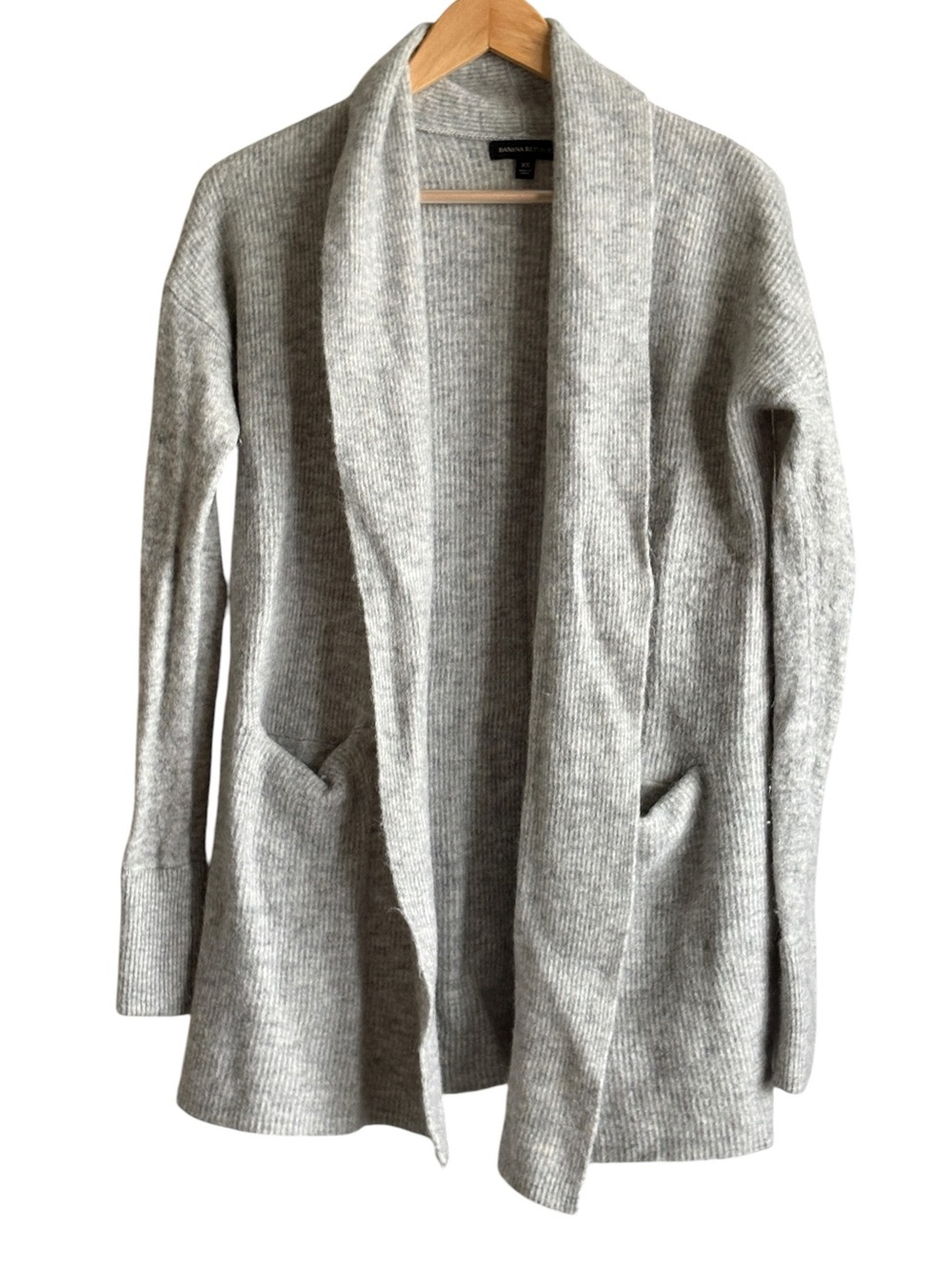 Banana Republic Gray Wool Blend Cardigan Alpaca Size XS Pockets Cozy Oversized